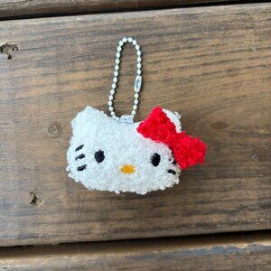 Hello Kitty Fuzzy Plush Keychain (NWOT) - Around 1" in width